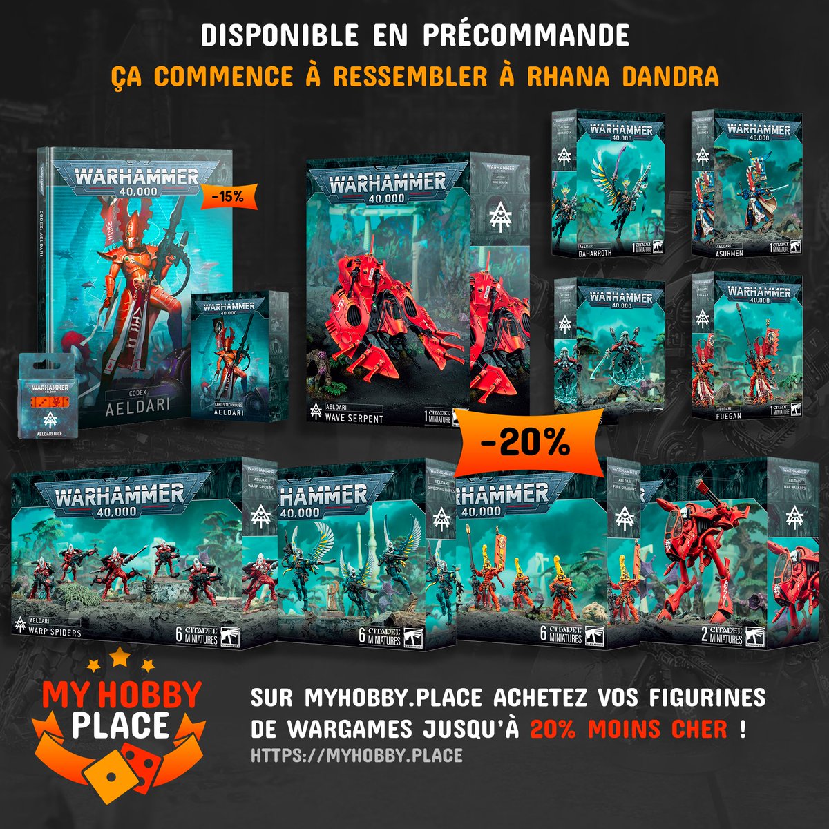 TOP DEPART ! Ne ratez pas la précommande des Aeldari sur My Hobby Place ! Codex, dés, cartes tactiques et nouvelles figurines marquent la sortie de cette armée pour la V10 de Warhammer 40000 !
Soutenez-moi avec mon lien : 
myhobby.place/?mhp_partner=18