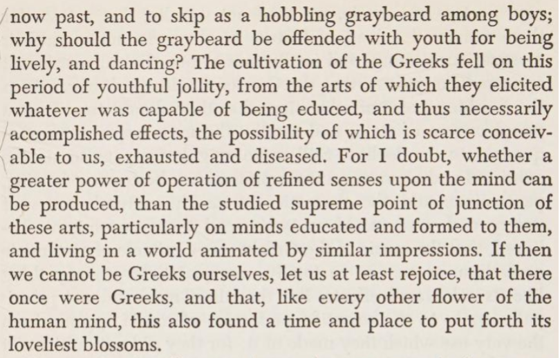 Very interesting passages by Herder on how Greek culture &amp; language arose out of music.. reminds of Schopenhauer's idea of music speaking of the true essence of the world, did Greeks see something deeper than us...