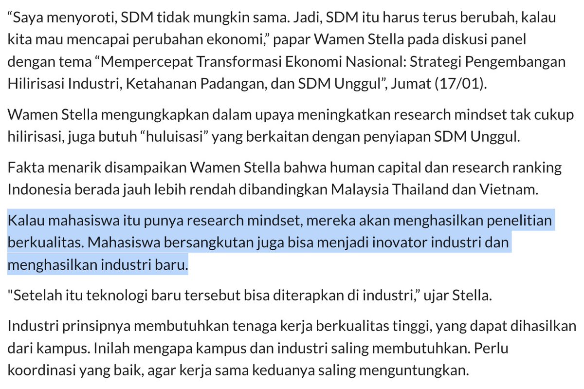 🗒️ Haluisasi SDM Unggul.

1. Struktur pendidikan tinggi kita diisi mayoritas program S1. Para lulusan Sarjana tidak dicetak untuk menghasilkan penelitian berkualitas, kapasitas mereka belum di situ.

2. Ada terlalu banyak prodi dengan nama konsentrasi khusus untuk tingkat S1,