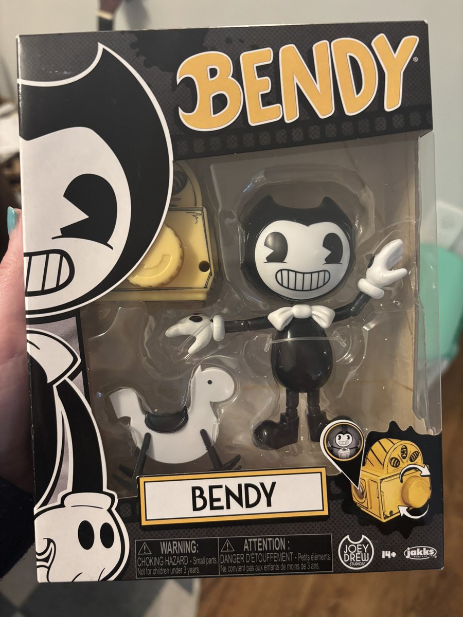 Doberart's tweet photo. Stumbled upon this guy at GameStop, didn’t know they had released yet. Super cute! #BENDY https://t.co/aWraNcEy6R