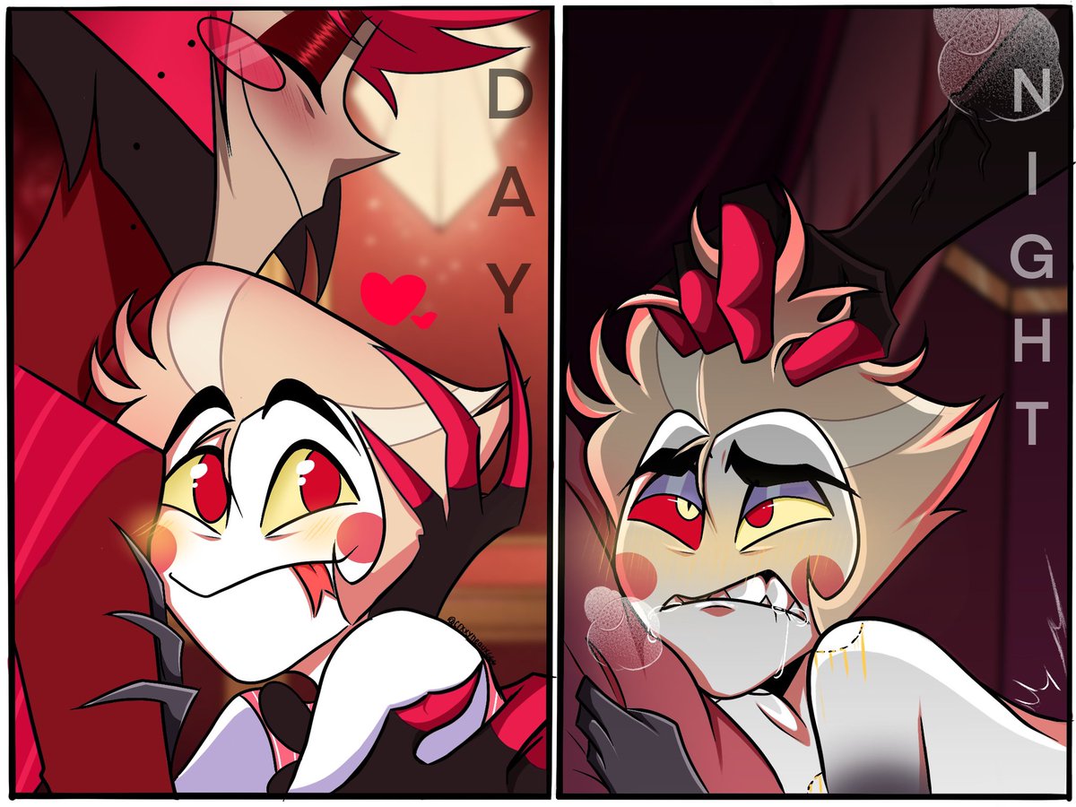 Crxxyheaux666's tweet photo. What’s the radio demon up to at night?~

#radioapple #alastorxlucifer #hazbinhotel https://t.co/XReWPm3rpO