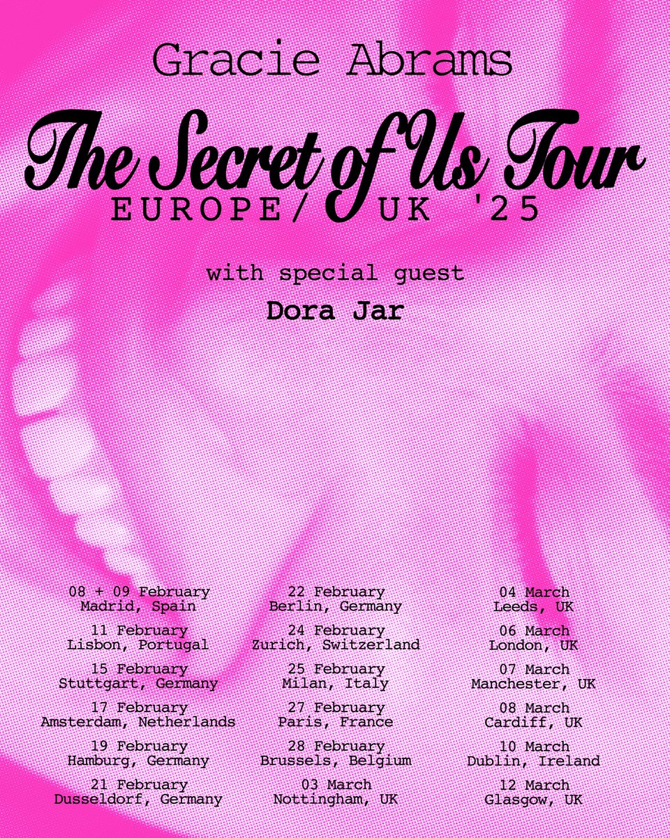 gracieabrams's tweet image. 🫧 @dorajar_ IS COMING ON TOUR😭😭😭🩷🩷🩷🩷💞💞💞💞 

I LOVE THIS GIRL AND HER MAGICAL BRAIN GO LISTEN TO ALL HER SONGS MEMORIZE THEM WE ARE SO EXCITED!!!!!!!!!!