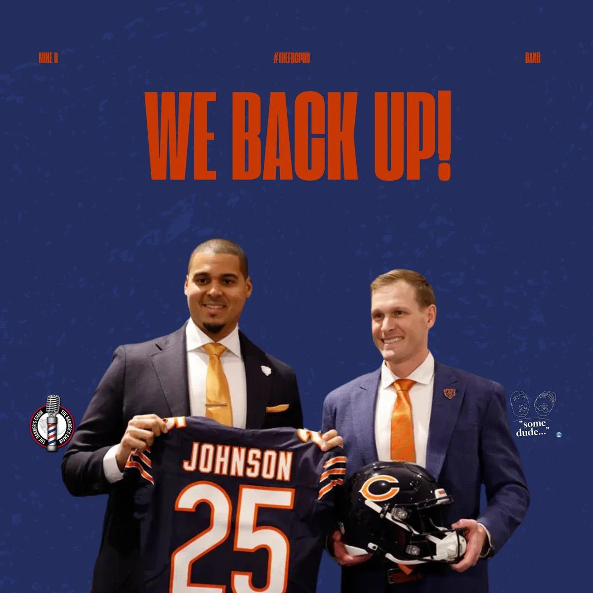 BarbersChairCo's tweet photo. Some Dude (@SomeDudePod) Ep.214 “We Back Up!” is streaming on all of our feeds now! @jrbang @MikeB_SDP 

🎧/📺: https://t.co/8PorB9mqd9 https://t.co/vDdGFy7foj