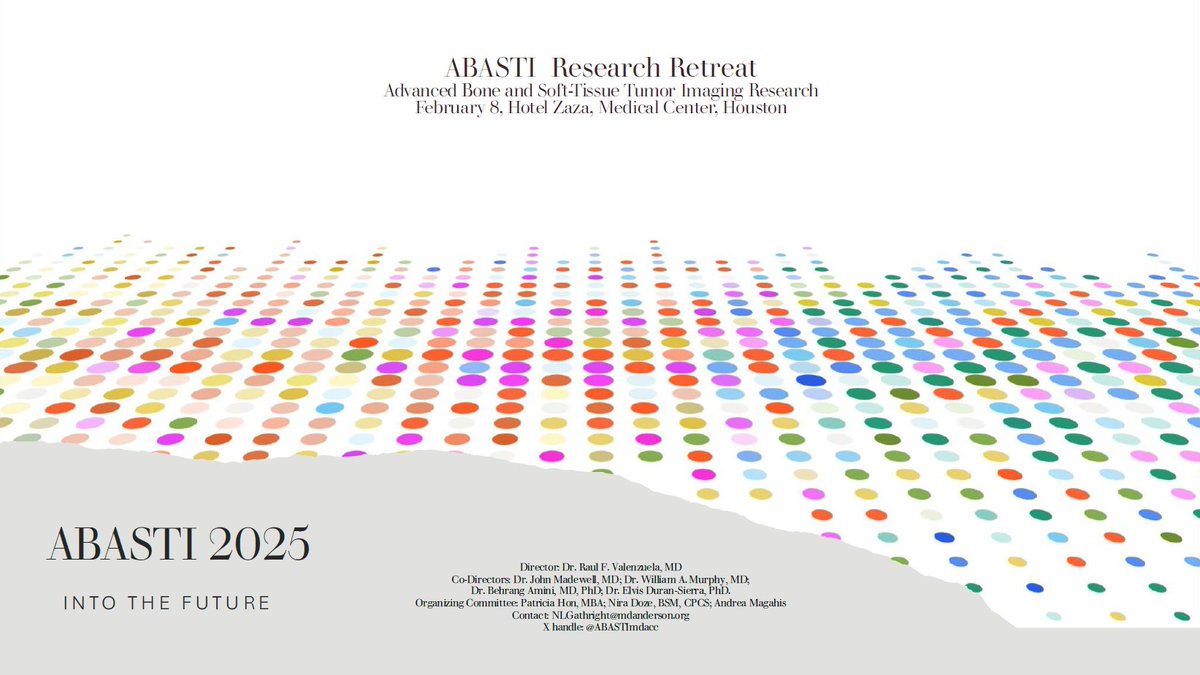 ABASTImdacc's tweet photo. ABASTI Research Retreat 2025 | Advanced Bone and Soft-Tissue Tumor Imaging Research | February 8, Hotel Zaza, Medical Center, Houston https://t.co/wm0LW8ZbVT
