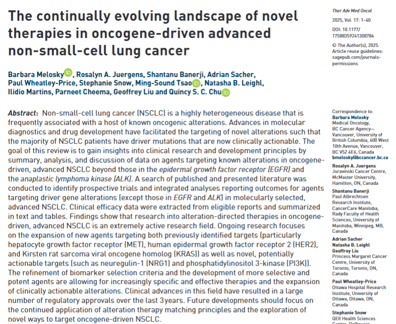 Exploring the rapidly evolving therapies in oncogene-driven advanced NSCLC! This new review dives into targeted agents for alterations in MET, HER2, KRAS, and emerging targets like NRG1 &amp; PI3K. Read about the clinical advancements and future directions: journals.sagepub.com/doi/epdf/10.11…