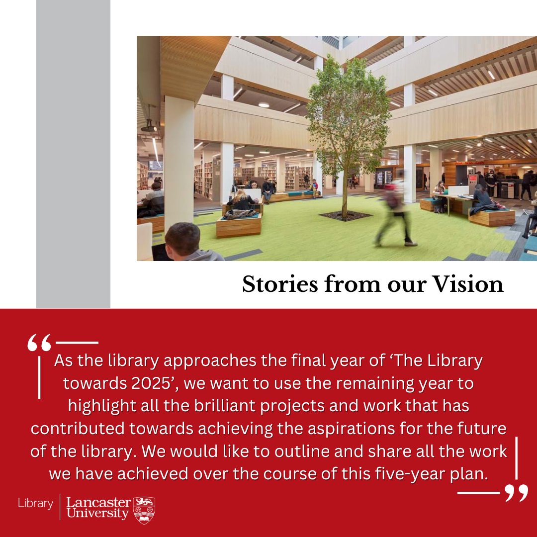 Lancaster University Library (@lancasterunilib) on Twitter photo Read more of our newstory about our new monthly webpage showcasing the work from the last five years of our 'Towards 2025' vision on our website: lancaster.ac.uk/library/toward… Read more of our newstory about our new monthly webpage showcasing the work from the last five years of our 'Towards 2025' vision on our website: lancaster.ac.uk/library/toward…