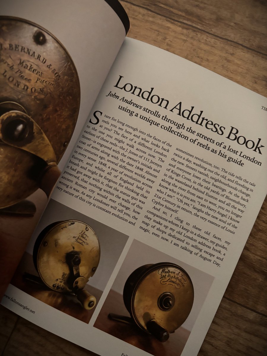 fallonsangler's tweet image. 'The tide tells the tale twice a day, washing out the old and flooding in the new. Streets vanish, neighbourhoods change, and everyone loses their bearings.'

John Andrews shares a unique collection of fishing reels....

Purchase Issue 36 or subscribe - fallonsangler.net/shop/