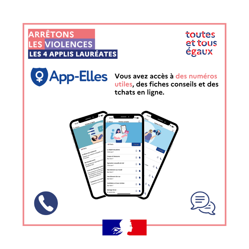 egalite_gouv's tweet photo. #ArrêtonsLesViolences I App-Elles : pour alerter face aux violences sexistes et sexuelles
Une application gratuite permettant d'agir immédiatement en cas de danger !
📍 Trouvez des lieux d'aide ou d'information grâce à une carte interactive.
