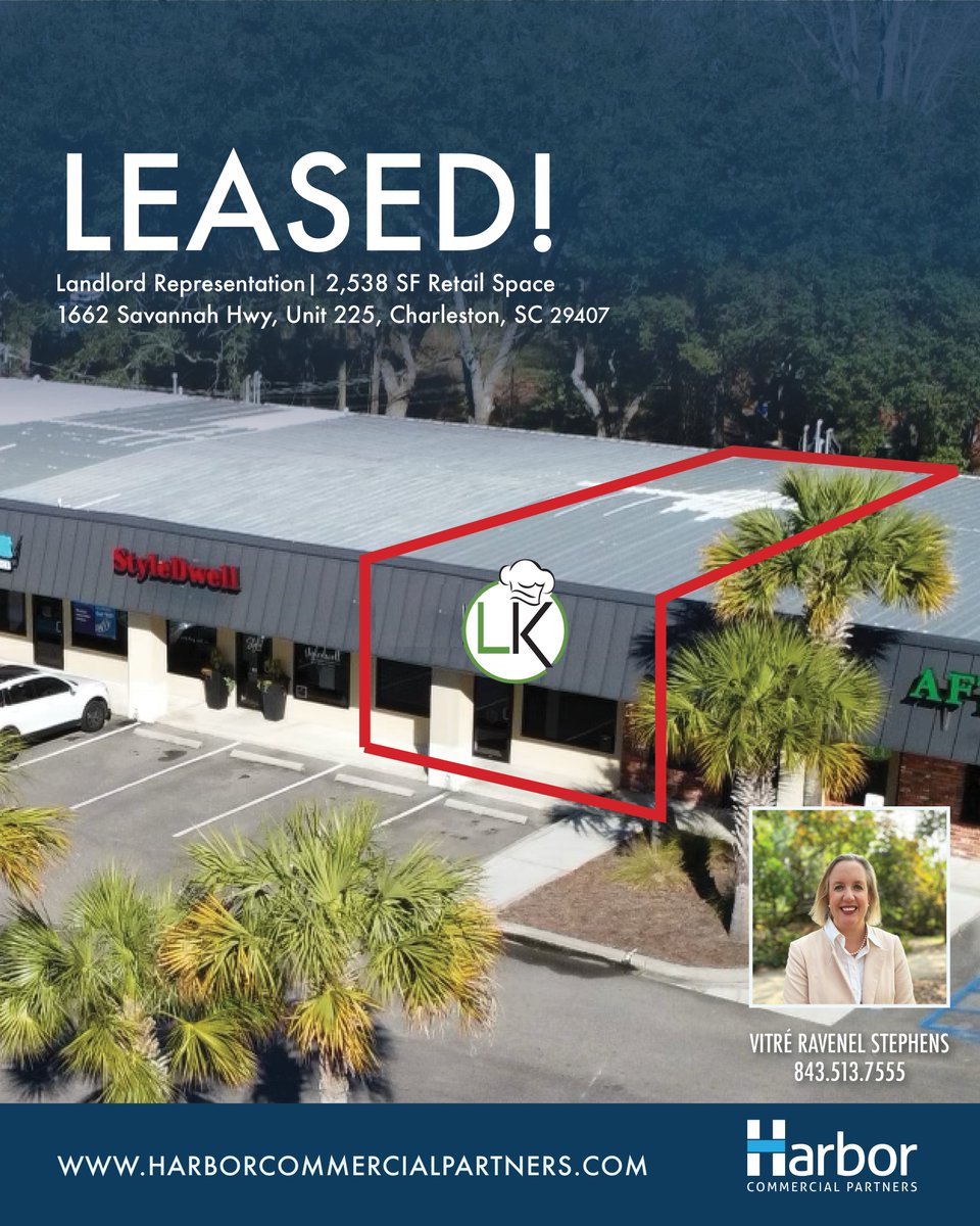 PartnersHarbor's tweet photo. Leased!
Vitré Ravenel Stephens represented the Landlord in the lease of a 1,200 SF retail space in the Indigo Village Shopping Center. 
Contact Vitré today about other lease opportunities in Indigo Village!
#CharlestonRealEstate #Leased #CommericalRealestate #RetailLease https://t.co/6g25L8xkuG