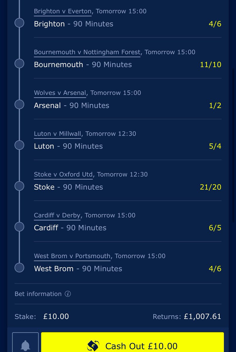 westbrom7777's tweet photo. NEARLY 100/1 WEEKEND ACCA 🏆 

If this bet wins I’ll giveaway £100 to two people who⬇️

❤️Like this tweet 
♻️Repost this tweet 
📝Follow me https://t.co/ohs8xmw43W