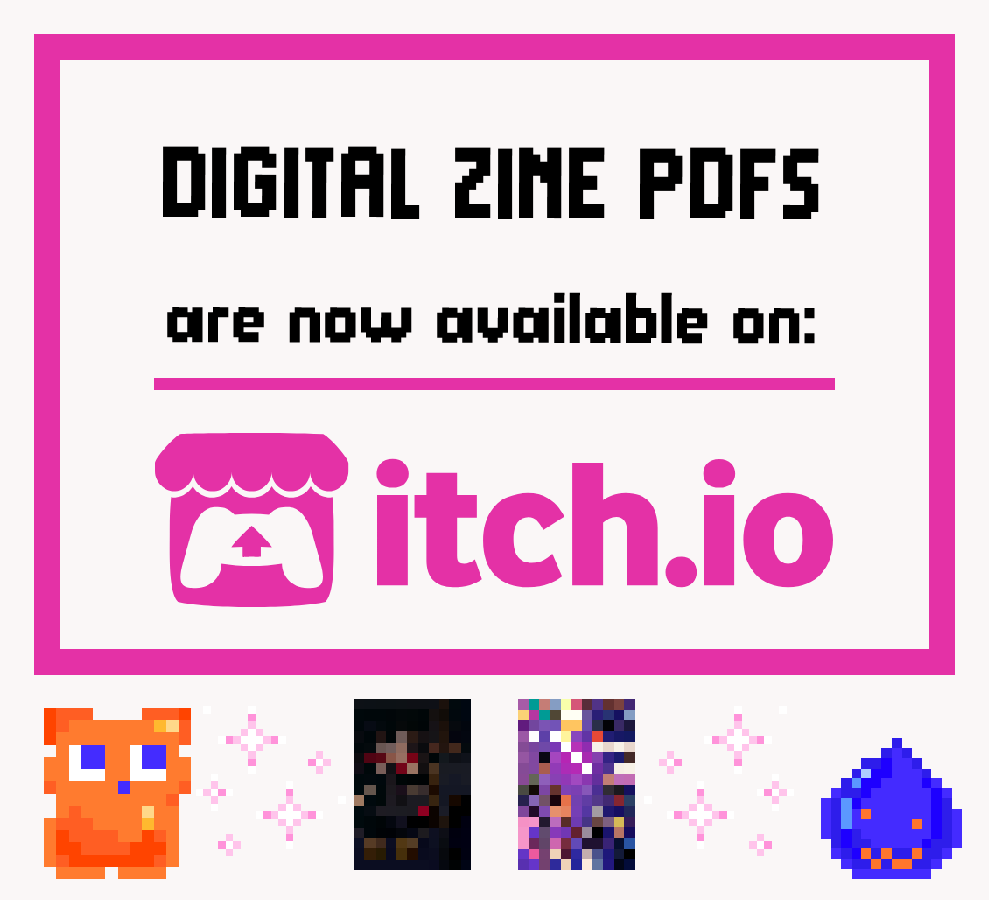 zinezyme's tweet photo. [ DIGITAL PDFS NOW AVAILABLE! ]

All of our past projects are now available on https://t.co/8Zy5tZtCR2. All funds from zine purchases will be donated to charity. 

https://t.co/GAt5gh34Wl https://t.co/mdwBC7M4hg