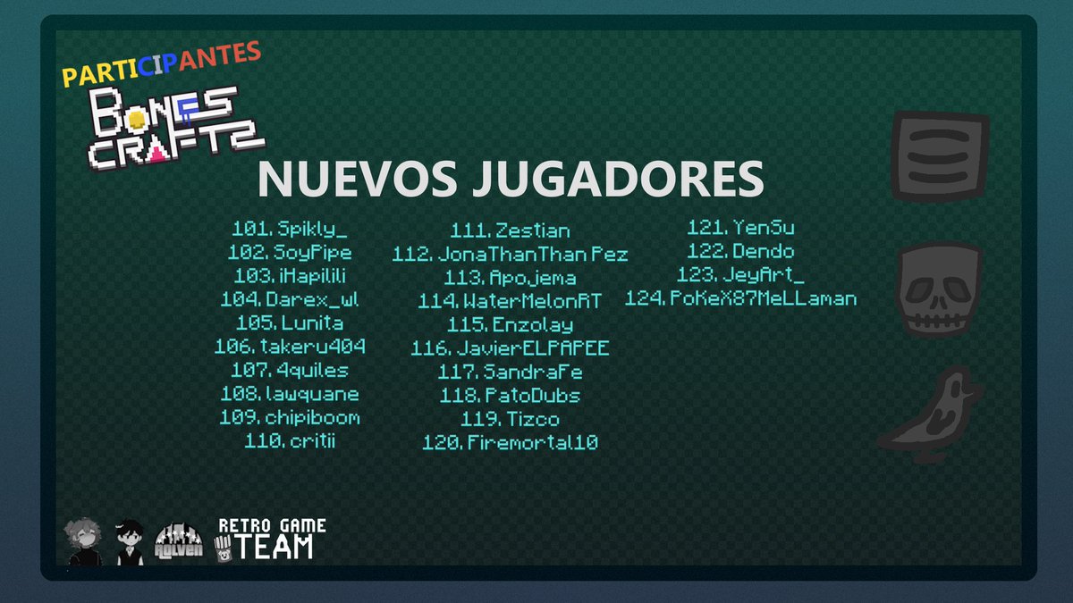🫓💀🐦¡Bienvenidos Jugadores! 🫓💀🐦
#BonesCraftGames2 #RetroGamesTEAM