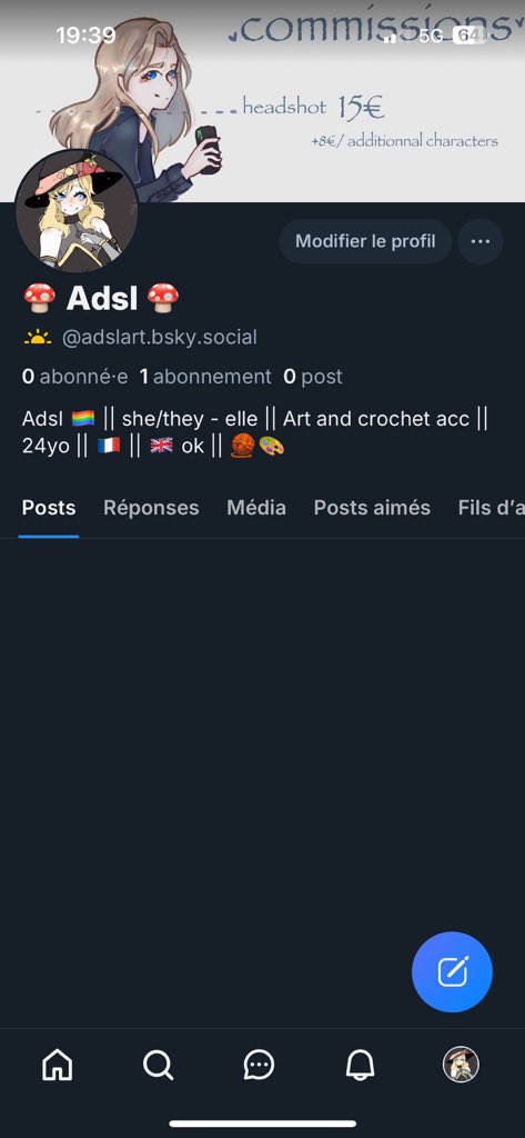 AdslsDrawings's tweet photo. Bonsoir à toustes,
Au vu des récents événements, j'ai décidé de quitter ce réseau pour le ciel bleu. Si vous voulez m'y rejoindre, ce nouveau compte me servira pour mes projets en crochet, éventuellement art et peut-être chant si je reprends 
Merci pour votre soutien ❤️ https://t.co/nrhWq7Y6qp