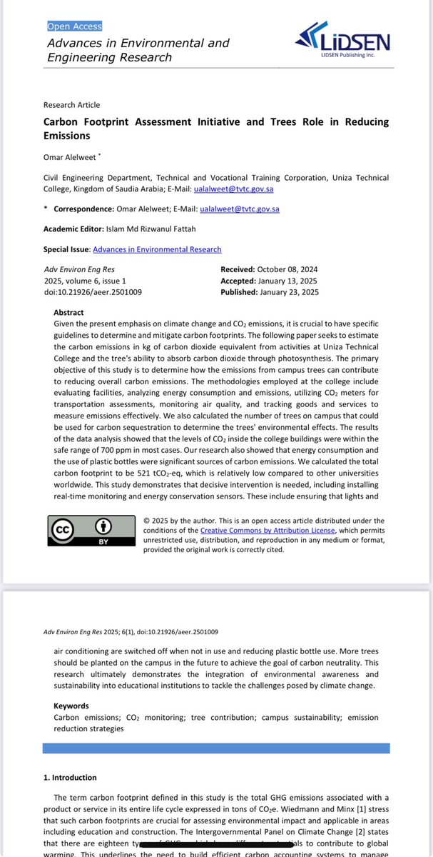 يهدف البحث إلى تقييم #الانبعاثات_الكربونية، مع التركيز على دور #الأشجار في تقليل هذه الانبعاثات من خلال امتصاص ثاني أكسيد الكربون #CO2 . يتضمن البحث دراسة استهلاك #الطاقة، استخدام وسائل #النقل، وانبعاثات ا#لخدمات، قراءة ممتعة !
رابط تنزيل الورقة: 
lidsen.com/journals/aeer/…