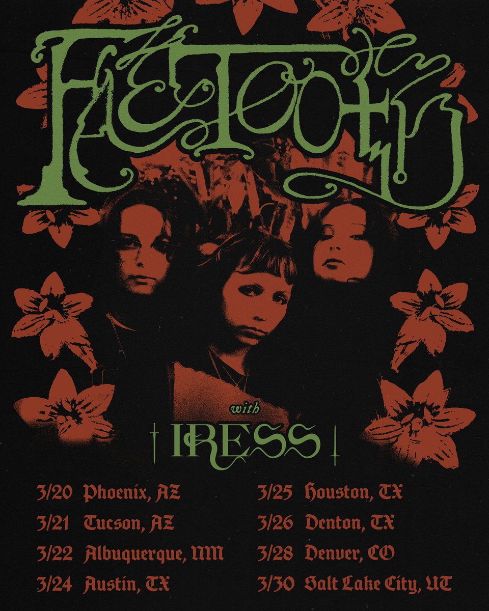 faetooth's tweet photo. ON SALE NOW: Southwest in March with our friends @weareiress! 🖤 

Tickets: https://t.co/svvF5Ym7tb https://t.co/2WM7qjA1Mv