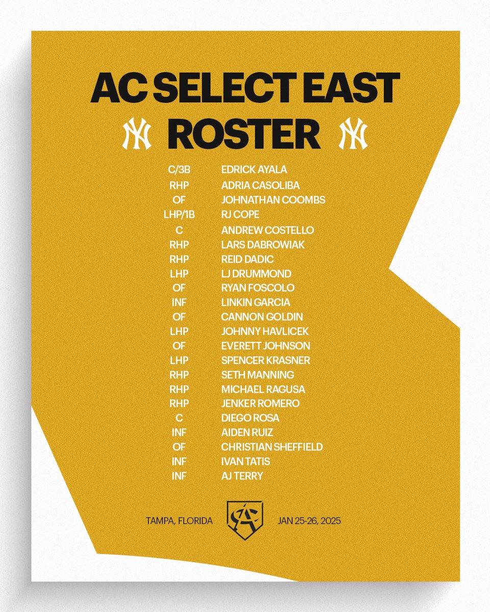 AreaCodeBSB's tweet photo. Select rosters - 𝐄𝐚𝐬𝐭

Workout » Saturday, January 25th
Game » Sunday, January 26th

@Yankees | @Brewers https://t.co/VtEdCeefAJ