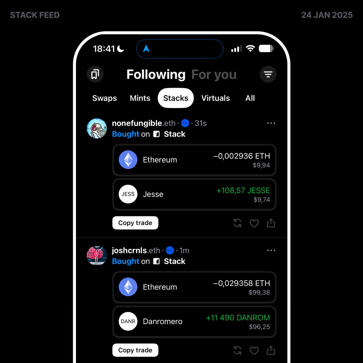 interfacedapp's tweet image. We figured you'd want to check out what/who friends are stacking on @stackdotso so we made a dedicated feed for that. Enjoy!