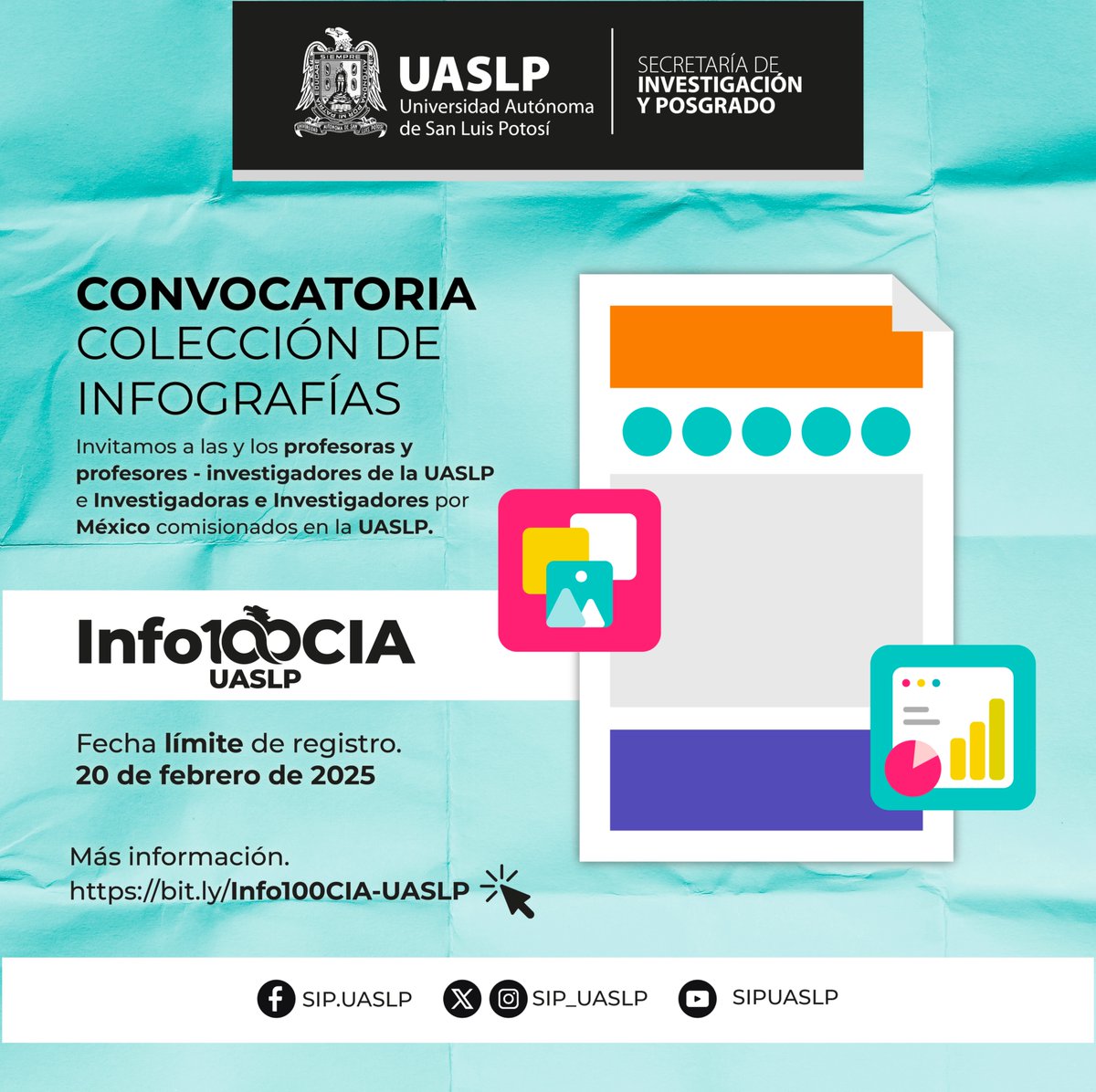 Invitamos a las y los profesoras y profesores - investigadores de UASLP e Investigadoras e Investigadores por México comisionados en la <a href="/LaUASLP/">UASLP</a>  a participar en la 𝐂𝐨𝐧𝐯𝐨𝐜𝐚𝐭𝐨𝐫𝐢𝐚 𝐈𝐧𝐟𝐨𝟏𝟎𝟎𝐂𝐈𝐀 𝐔𝐀𝐒𝐋𝐏

Mas información: bit.ly/Info100CIA-UAS…
