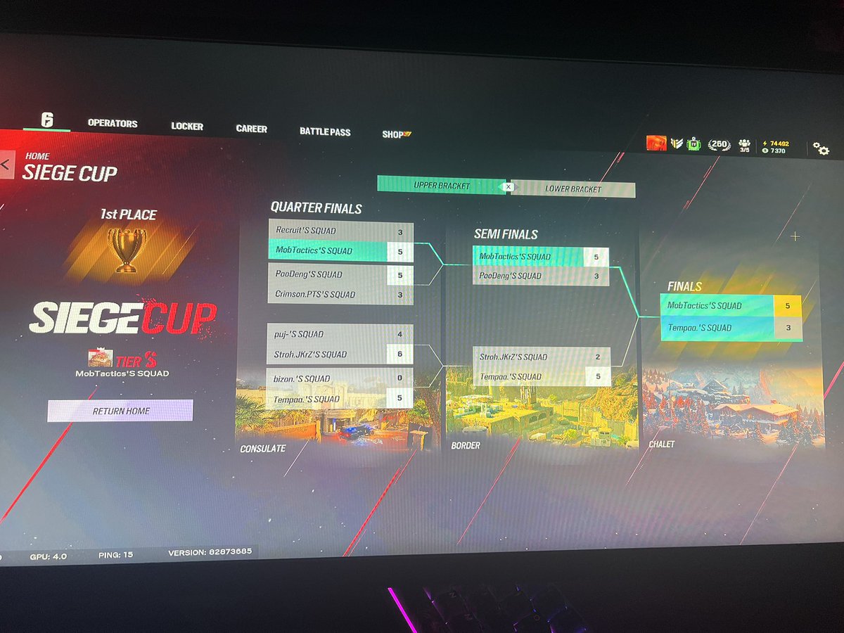 Siege Cup zu 4 gewonnen weil unser Mate im Halbfinale gehen musste Tyshiii <a href="/Nono_R6/">Nono.-</a> <a href="/schneoll/">Schneoll</a>
