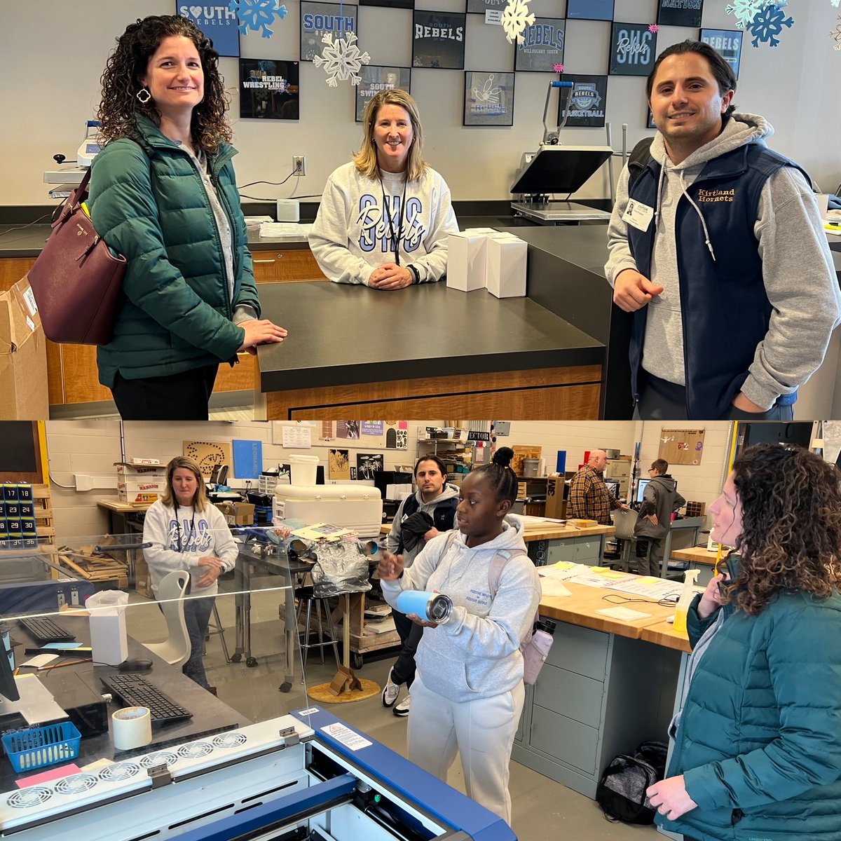 Thank you to Ms. Baller <a href="/SHS_Business/">Ms. Daneen Baller</a> and the South High students for showing us their spirit store and equipment! #hornetpride