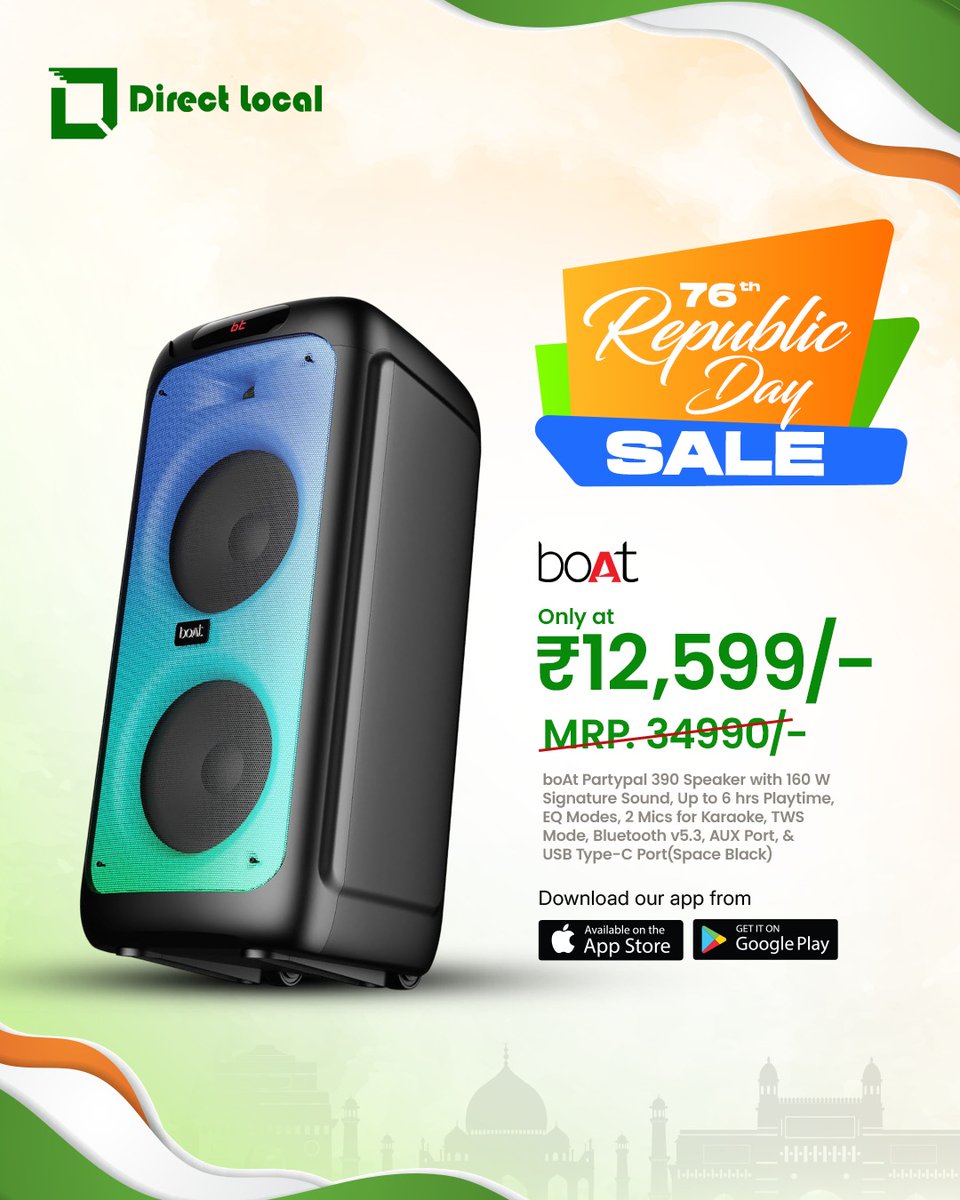directlocalnow's tweet photo. 🇮🇳 76th Republic Day Sale! 🎉
Deals on IFB Microwave, BOAT Speaker, Samsung Smart TV &amp; Voltas Washing Machine!

📲 Download Direct Local &amp; grab the best offers now!

#RepublicDaySale #ChandigarhDeals #DirectLocal #76thRepublicDay #ChandigarhDiaries #ProudToBeIndian https://t.co/jhsBYqSkLG