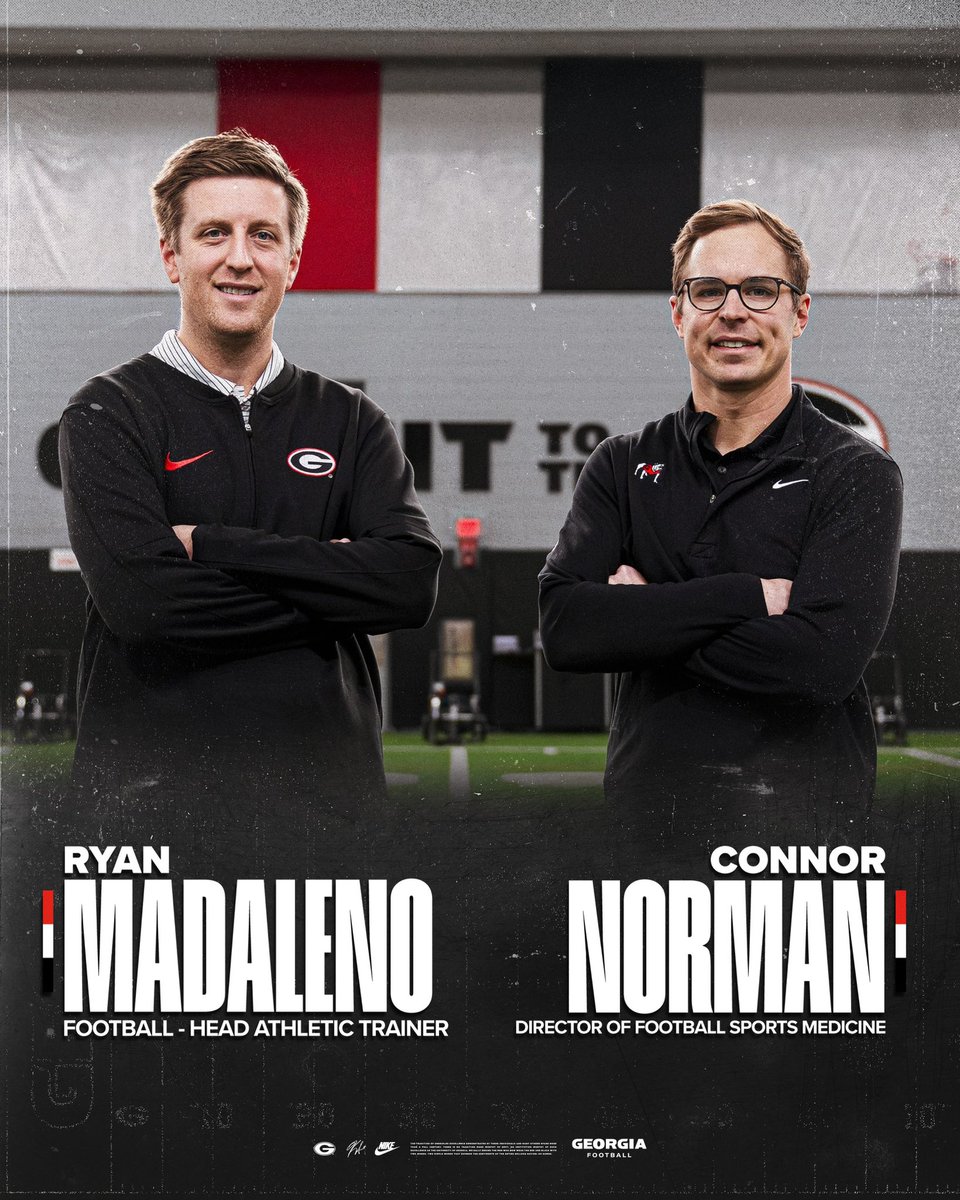 Connor Norman and Ryan Madaleno will have expanded roles within the University of Georgia Athletic Association's Sports Medicine department for football.

🔗: gado.gs/cik

#GoDawgs