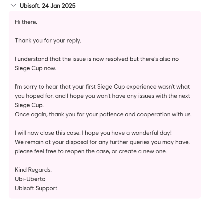 enis2602's tweet photo. @UbisoftSupport During the siege cup, everyone in the team got connection error and after waiting 1h in lobby for reconnect, ubisoft support gave us ridiculous advice and the siege cup disappeared. After waiting for Siege Cup for a long time, it was not nice for our first time to end like this. https://t.co/9VSbPp0TAr