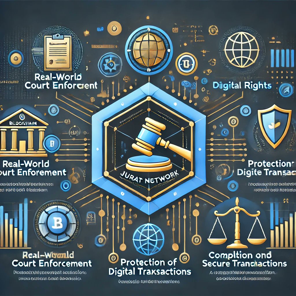 Richiemunity's tweet photo. Key Features and Benefits of JURAT:
1. Real-World Legal Enforcement
Jurat Network integrates blockchain with real-world court systems, enabling legally enforceable actions on-chain.@JuratNetwork 
$JTC https://t.co/IaFRJeKMxl