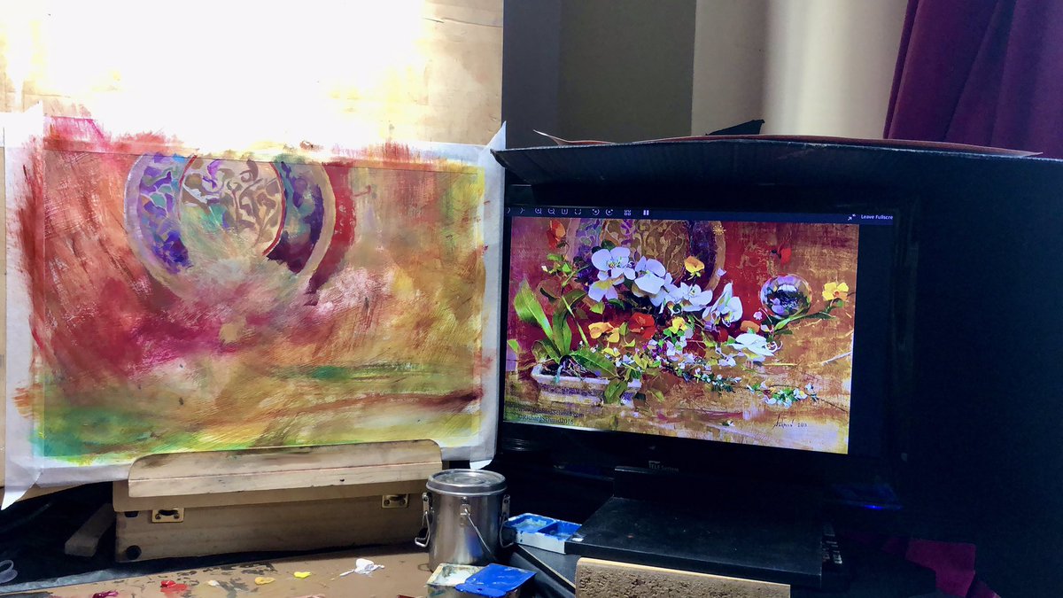 joearenaart's tweet photo. Copying the masters: copy of Richard Schmid, 'Arpeggios', oil on paper mounted to wood panel, 26*39 cm, 2023
#art #artistsontwitter #artistsonx #schmid #richardschmid #oilpainting #flowerpainting #mastercopies #orchid https://t.co/5ufoGZKMrU