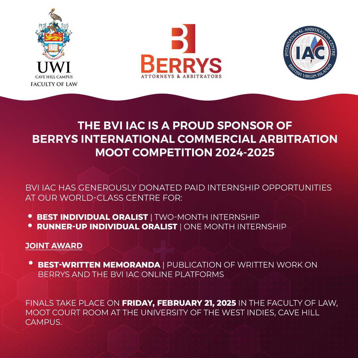 Welcome back to Cave Hill Campus, and have an amazing year at UWI.

Please take note of the fantastic opportunity being offered by Berrys Attorneys and Arbitrators and be sure to take part.