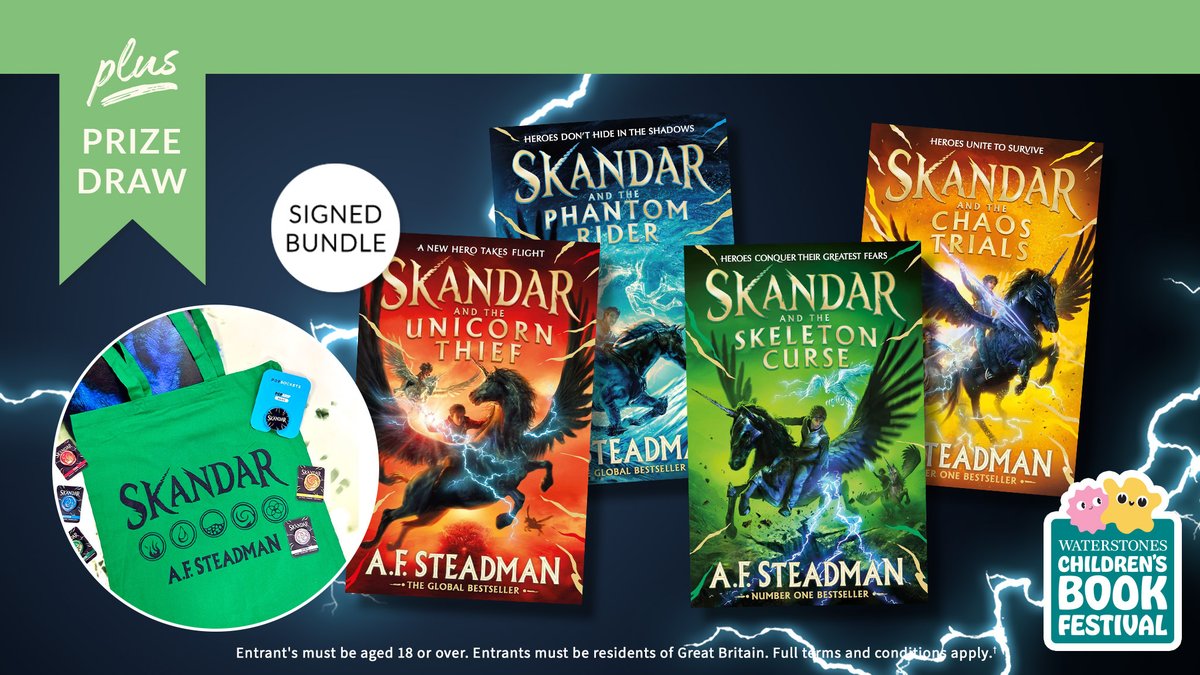 Waterstones Kids (@waterstoneskids) on Twitter photo To celebrate <a href="/annabelwriter/">A.F. Steadman</a>'s thrilling Skandar series & paperback release of Skandar & the Chaos Trials, we're giving away a signed Skandar series book set & Skandar merch bundle!
Open to Waterstones Plus customers attending our Children's Book Festival: waterstones.com/win/waterstone… To celebrate <a href="/annabelwriter/">A.F. Steadman</a>'s thrilling Skandar series & paperback release of Skandar & the Chaos Trials, we're giving away a signed Skandar series book set & Skandar merch bundle!
Open to Waterstones Plus customers attending our Children's Book Festival: waterstones.com/win/waterstone…