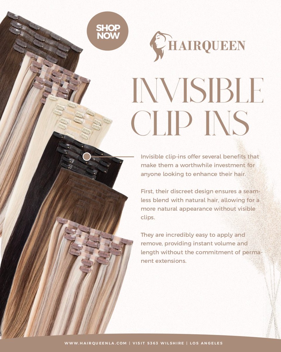 hairqueenla's tweet image. Looking for flawless, natural-looking hair extensions? 👑✨leveling up your look in minutes. 
Ready to transform your hair? Visit us at HairQueen LA and experience the magic of Invisible Clip-Ins. 
#HairQueenLA #InvisibleClipIns #SeamlessExtensions