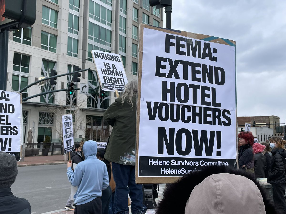 EddieDTV's tweet image. HAPPENING NOW: 

The Helene Survivors Committee is expressing their displeasure in protest of @fema’s disaster relief after #Helene 

The group is calling for #Fema and all levels of government to help those still displaced and in need of aid. 

More tonight on @WLOS_13