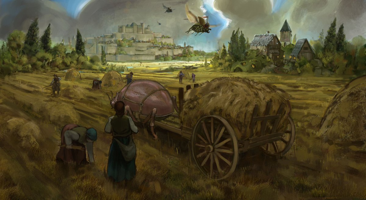 EskoArts's tweet photo. Slowly building on my medieval bug world. Really having fun flushing it out and designing the different aspects of the world. Lots more to come ! 
#art #conceptart #vidoegames #digitalart #digitalpainting https://t.co/pzhHhj7k3z