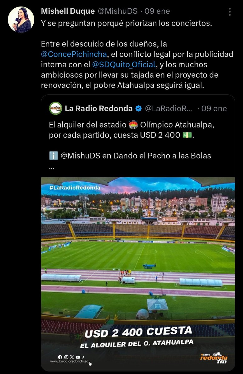 5Christianp's tweet photo. @MishuDS @ConcePichincha Wooow, se nota toda la exhaustiva investigacion que había realizado antes, al parecer la CDP solo cobra esa tarifa de 2500 a sus panas de la redonda y canela para sus partidos. Saludos https://t.co/1sHDyUhi7g