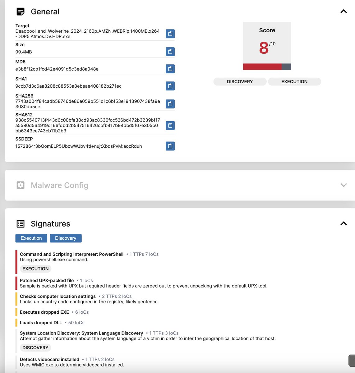 Malware on facebook 🤖
<a href="/MarvelStudios/">Marvel Studios</a> + adult lures

/hanapmo.com
files here 👇
/tb2.trustebook.com/upload/static/Emi_Harada_Videos.zip
both <a href="/Namecheap/">Namecheap.com</a> 👋

tria.ge/250124-x1ghlsv…