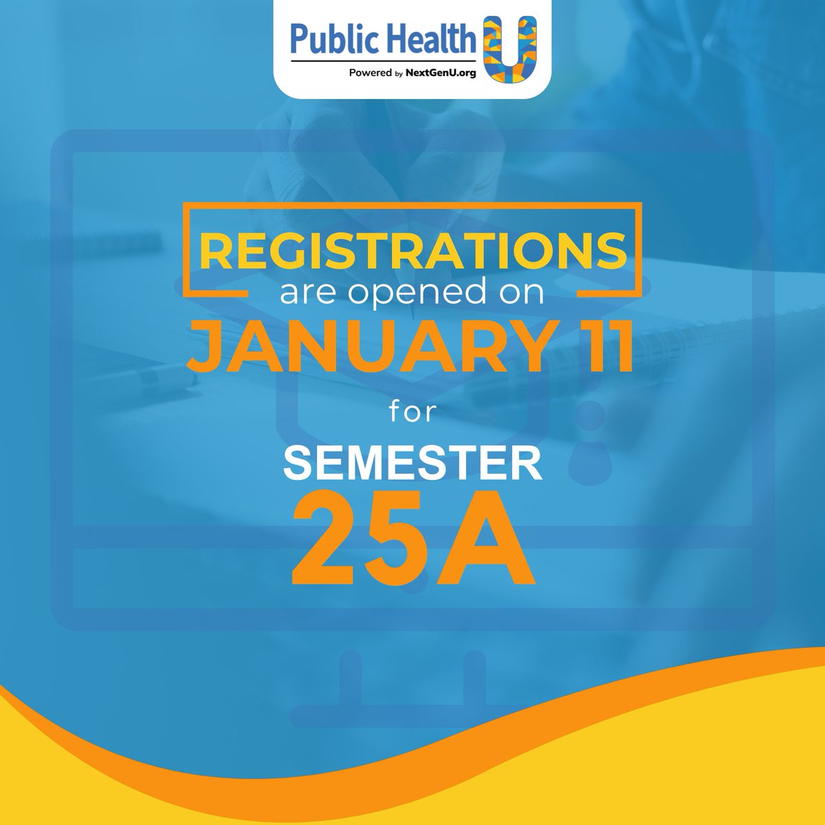 Public_Health_U's tweet photo. Semester 25A registration is open from January 11!
Continuing students in the Master’s Level Program, it’s time to register and select your modules.

 New students can apply for Semester 25B!
#PublicHealthU #MastersProgram
Visit our Website for more information https://t.co/60HIpYp7v6