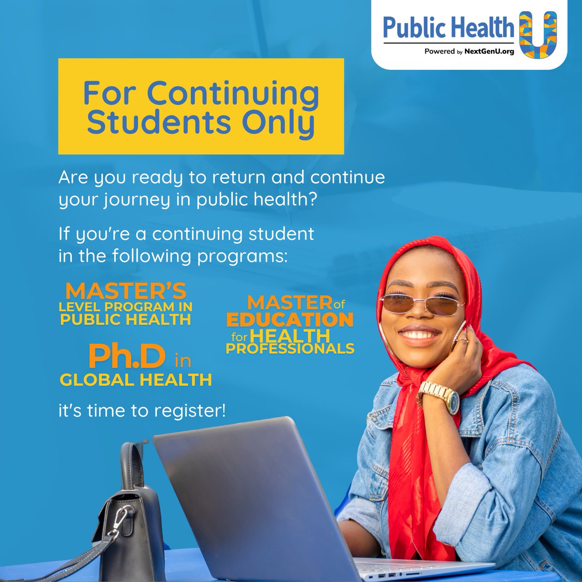 Public_Health_U's tweet photo. Semester 25A registration is open from January 11!
Continuing students in the Master’s Level Program, it’s time to register and select your modules.

 New students can apply for Semester 25B!
#PublicHealthU #MastersProgram
Visit our Website for more information https://t.co/60HIpYp7v6
