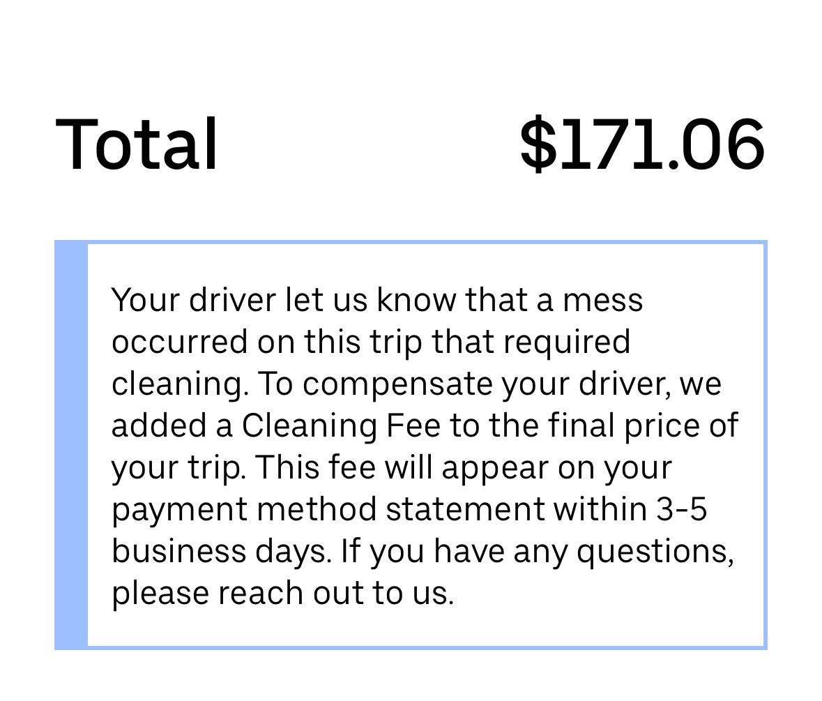 Not even gonna dispute this , I let it fucking rain in that Chevy cruise. Enjoy the $150 car wash buddy. This was a five minute uber by the way