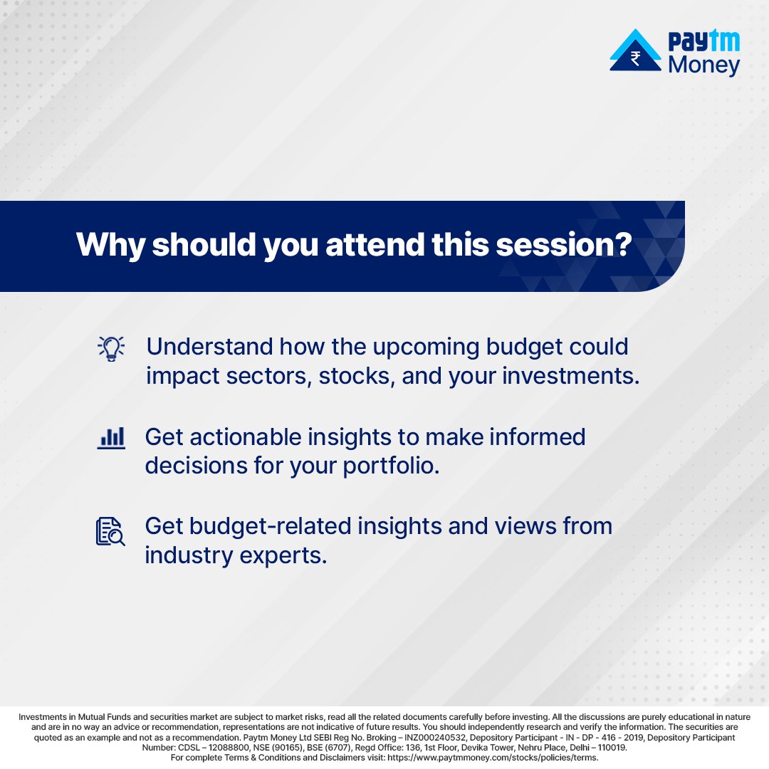 PaytmMoney's tweet photo. Join Vinod Bhat, Portfolio Manager &amp; Equity Strategist, @abslmf &amp; Shalini Gautam, Vice President - Products, @AxisMutualFund &amp; learn how the #UnionBudget2025 can affect the markets &amp; your investments.

🗓️- 30th Jan, Thursday
⏰- 4:30 PM

#LearnWithPaytmMoney #BudgetExpectations