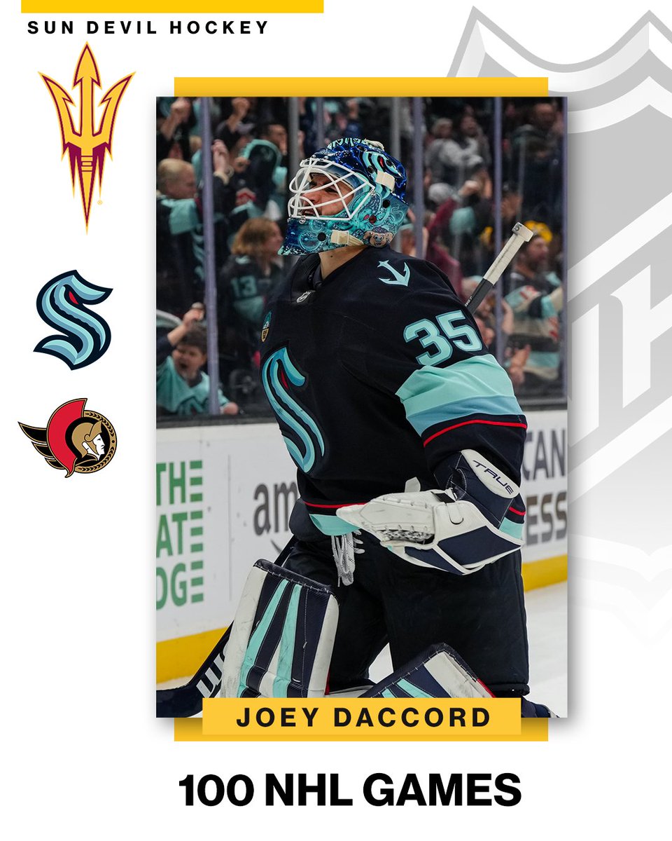 EARNING THE DREAM 🤩

Congrats to our #SunDevilForLife <a href="/JDac35/">Joey Daccord</a> on reaching 100 games in the Big Show last night #BeTheTradition