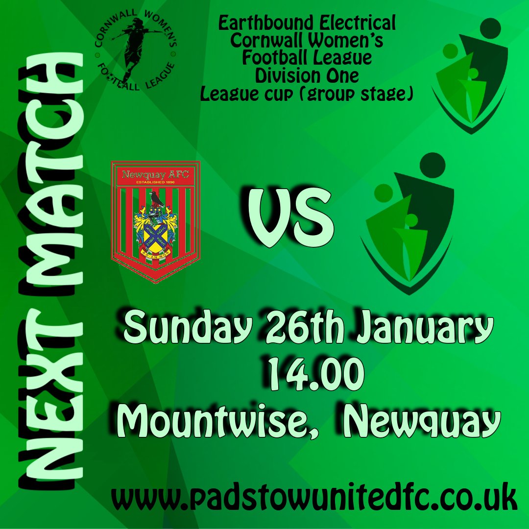 Sunday, we travel to Newquay Ladies to take them on. In the group stage of the division 1 cup. Needing only a point to qualify for the semi-finals with a game to spare. 
However we aren't travelling for the draw we will go all out for the win 
#OneClubOneCommunity 
#HerGameToo