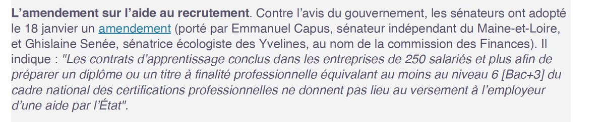 .<a href="/EmmanuelCapus/">Emmanuel Capus</a> <a href="/GhislaineSenee/">Ghislaine Senée</a> votre amendement du 18/01 restreindra les opportunités offertes aux apprentis en particulier dans les LP et les BUT dans tous @lesiut de proximité. Comment vont-ils financer leurs études alors que nous fermons des groupes sur SCSP?