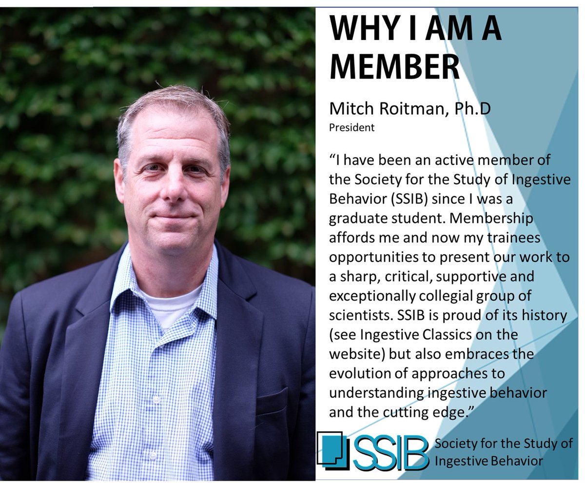 SSIBsociety's tweet photo. Join SSIB Today!
๐
Annual Meeting Deadlines:
Abstracts: March 14
Early Registration: June 18
๐ Learn more: https://t.co/812Sqd0vq3
Join a supportive and innovative community.
Learn more from our president @MitchRoitman below!
#IngestiveBehavior https://t.co/H5R6PdrJ6N