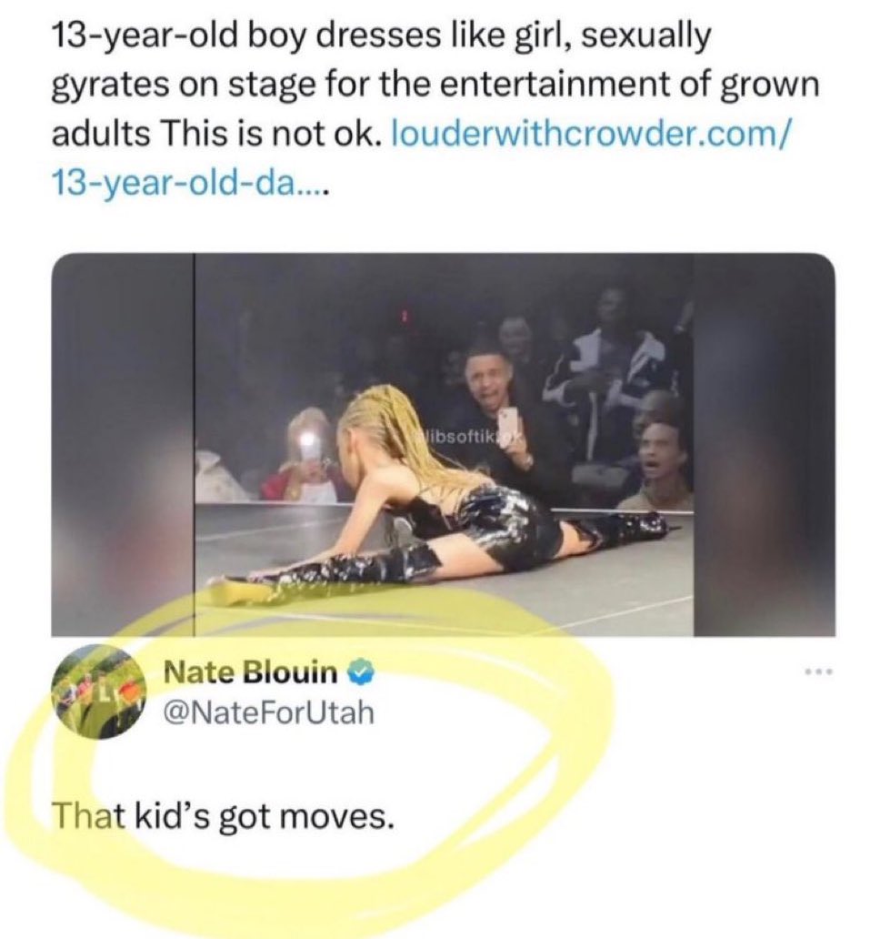 libsoftiktok's tweet photo. What’s the word for a State Senator who gets joy out of watching young kids crossdress and dance like strippers as an audience of adults clap along??

🚩🚨🚩🚨🚩 https://t.co/xmehtRpGcC