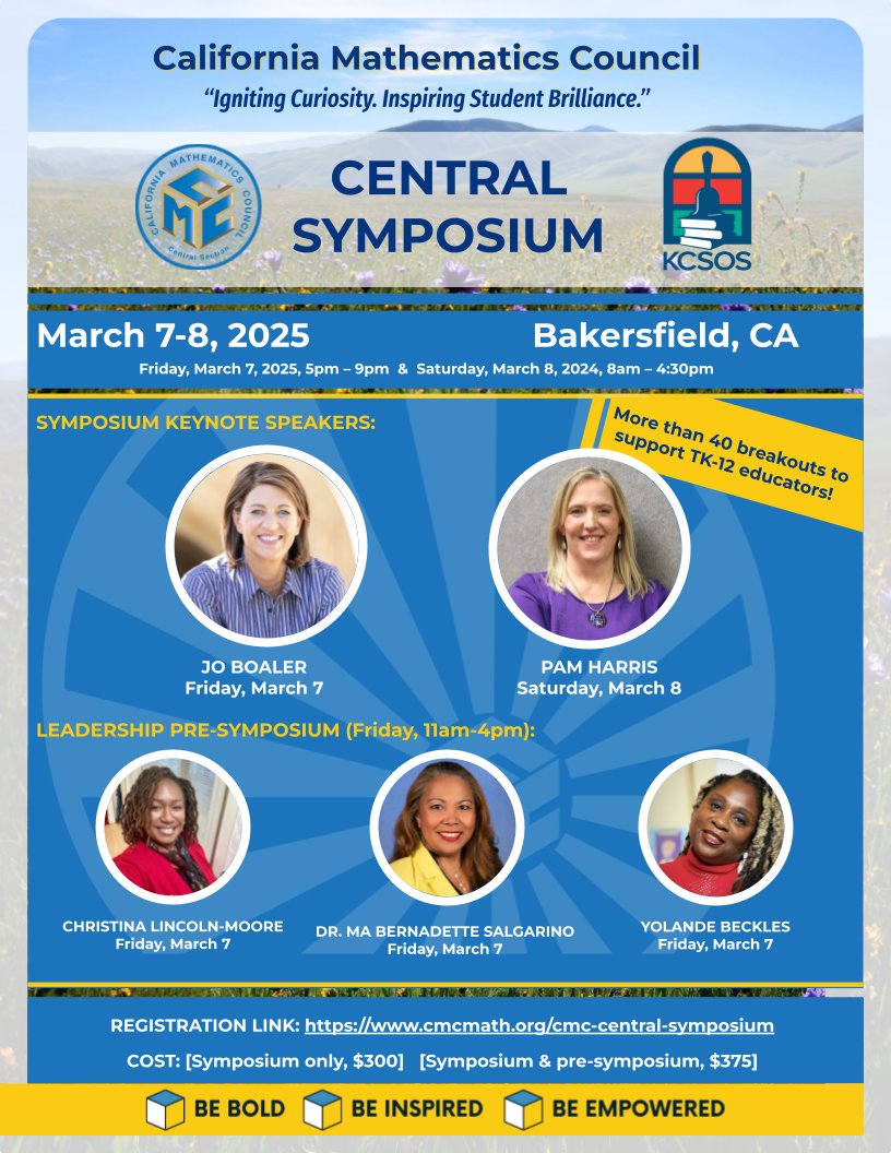 Hilda Wright (@wrightmath314) on Twitter photo CMC Central Symposium is around the corner! Register now. Ask your principals and administrators now so the appropriate paperwork is done in time. This symposium really celebrates mathematics and educators. Please reach out any if you have any questions. #cmcmath <a href="/CAMathCouncil/">CMC - CA MathCouncil</a> CMC Central Symposium is around the corner! Register now. Ask your principals and administrators now so the appropriate paperwork is done in time. This symposium really celebrates mathematics and educators. Please reach out any if you have any questions. #cmcmath <a href="/CAMathCouncil/">CMC - CA MathCouncil</a>