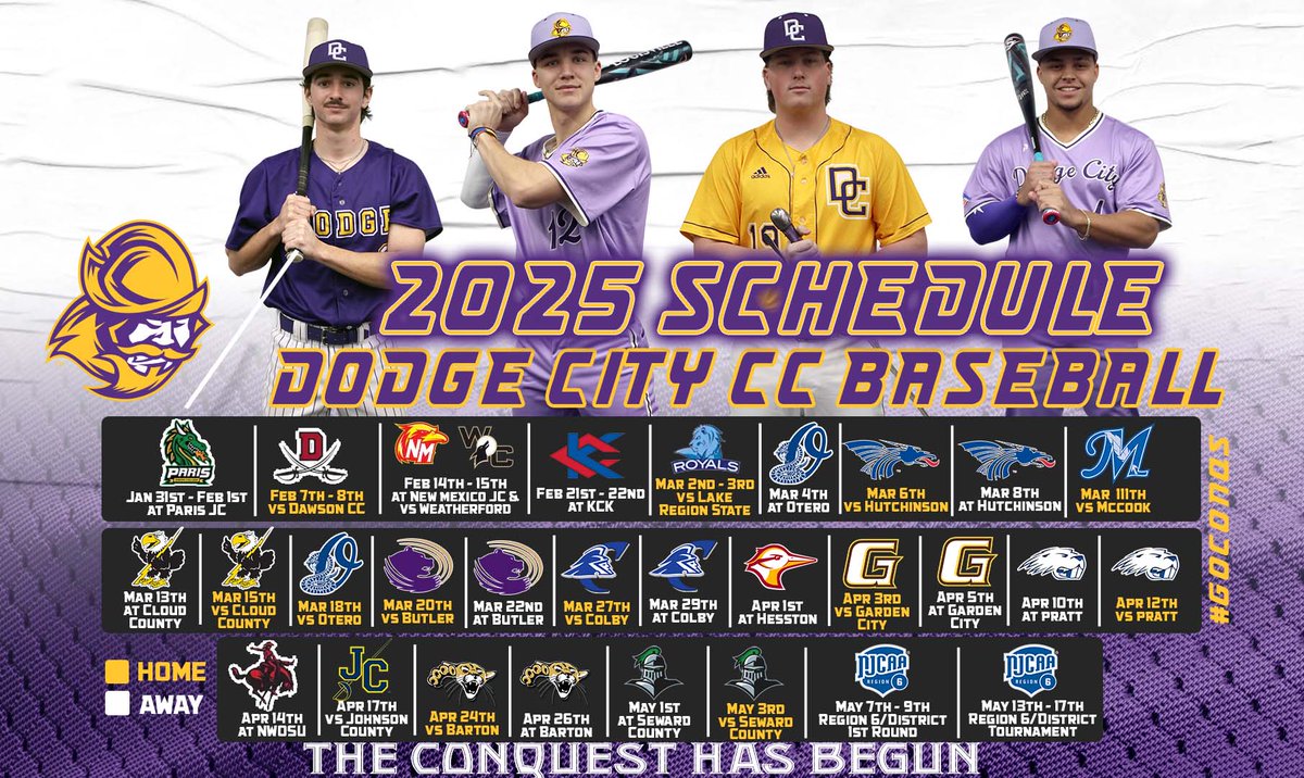 Dodge City CC Conquistadors (@goconqs) on Twitter photo ⚾️Baseball | #GoConqs
<a href="/GoConqsBB/">Dodge City CC Baseball</a> is ready to get into the swing of things for 2025 season...here's a look at their schedule
Season opens up on January 31st #BurnTheBoats ⚾️Baseball | #GoConqs
<a href="/GoConqsBB/">Dodge City CC Baseball</a> is ready to get into the swing of things for 2025 season...here's a look at their schedule
Season opens up on January 31st #BurnTheBoats