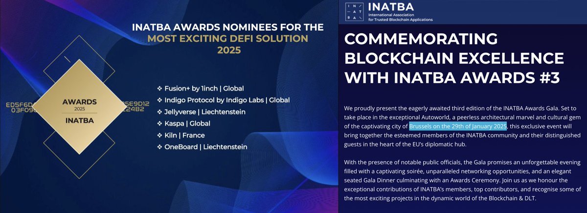 DYK? @kaspakii applied @KaspaCurrency for the #INATBAAwards as an infinitely powerful and groundbreaking solution—and it got nominated as the Most Exciting #DeFi Solution of 2025 <a href="/INATBA_org/">INATBA</a> We should all go to #Brussels together next week! 🤩🥳#Kasparulezz #letsparty #kaspa