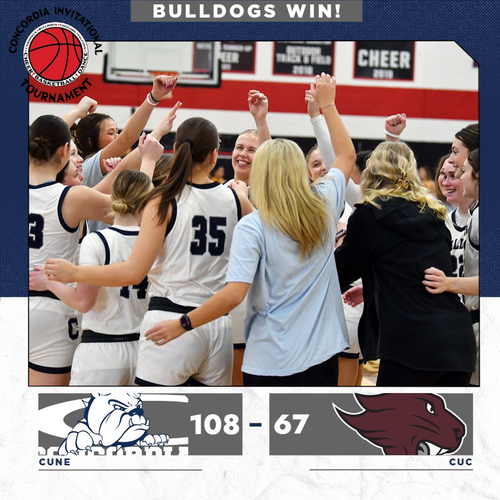Concordia Bulldogs (@cunebulldogs) on Twitter photo 🏀 | FINAL: <a href="/CUNEwbb/">Concordia-NE WBB</a> 108, CU Chicago 67 (Ann Arbor, MI).
CUNE (10-10) advances to #CIT2025 title game! #RTB
Robbins: 19 pts, 6 rebs, 3 asts | Bunting:16 pts (5-6 FGs) | Hoffman: 12 pts, 3 stls | Brigham: 11 pts, 4 rebs | Krieser: 11 pts, 4 asts | Heemstra: 9 pts, 4 rebs. 🏀 | FINAL: <a href="/CUNEwbb/">Concordia-NE WBB</a> 108, CU Chicago 67 (Ann Arbor, MI).
CUNE (10-10) advances to #CIT2025 title game! #RTB
Robbins: 19 pts, 6 rebs, 3 asts | Bunting:16 pts (5-6 FGs) | Hoffman: 12 pts, 3 stls | Brigham: 11 pts, 4 rebs | Krieser: 11 pts, 4 asts | Heemstra: 9 pts, 4 rebs.