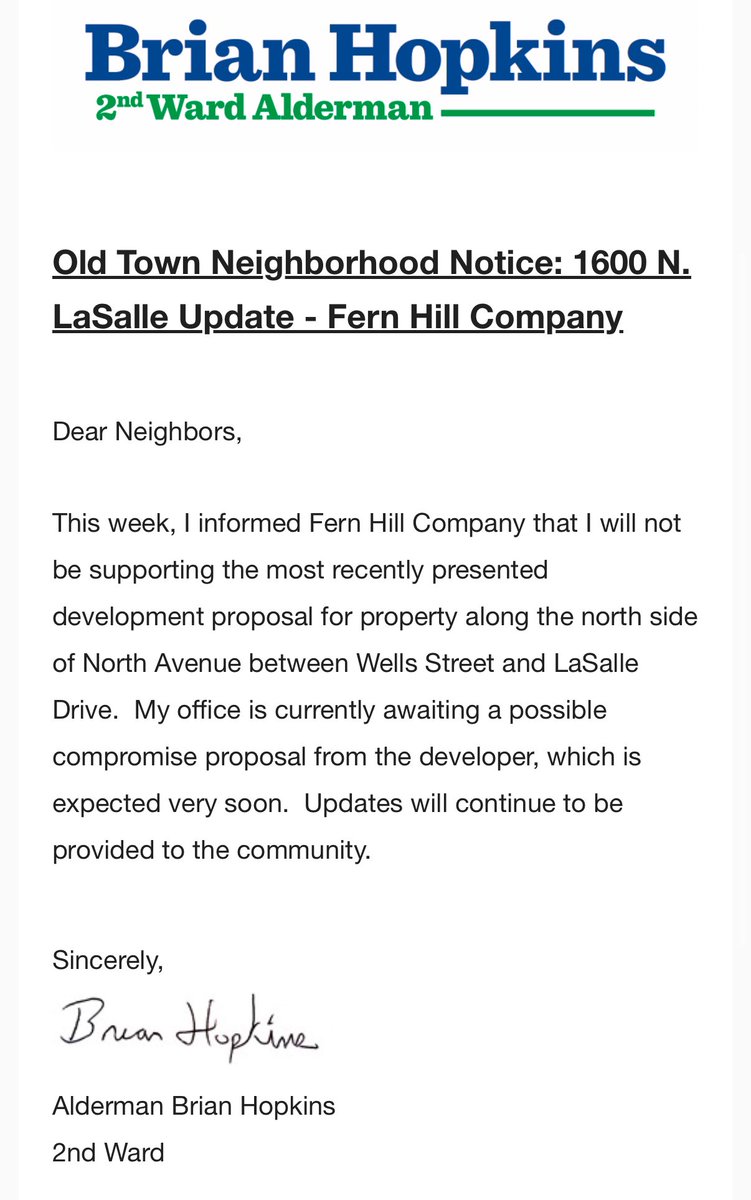 Chicago is in a housing crisis &amp; in dire need of tax revenue. Yet <a href="/AldermanHopkins/">Alderman Hopkins</a> has decided to oppose a project that would bring $2.5m/year in tax revenue, a grocery store, &amp; is identical in scale with its neighboring high-rises. Ald. Hopkins is an agent of our city's decline.